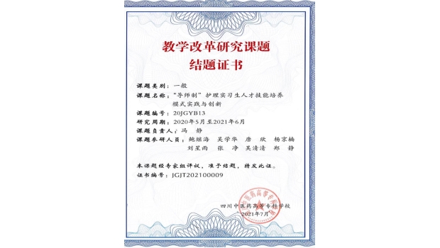 “导师制”护理实习生人才技能培养模式实践与创新项目结题